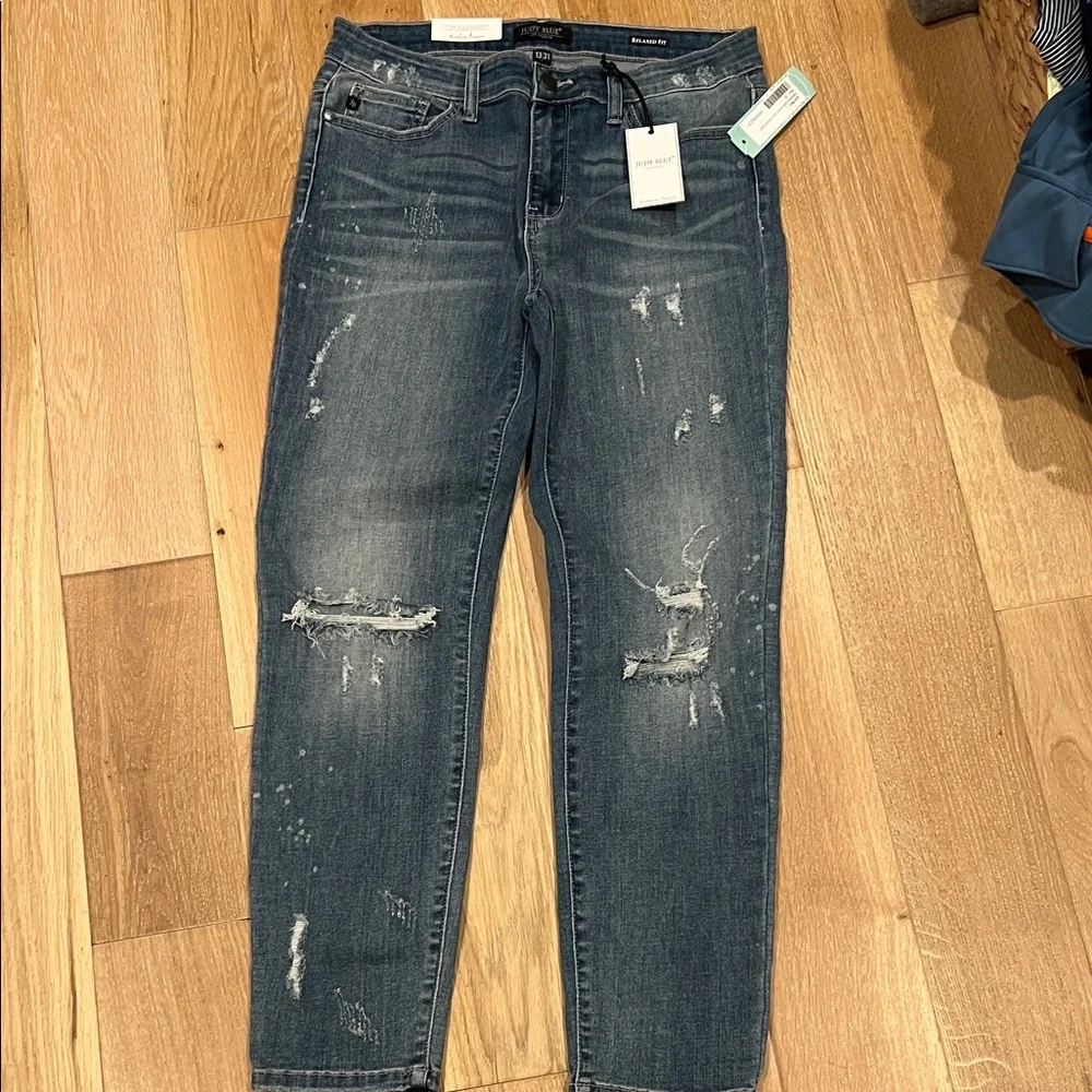 Judy Blue Distressed Adeline relaxed fit Blue Jeans‎ 13/31